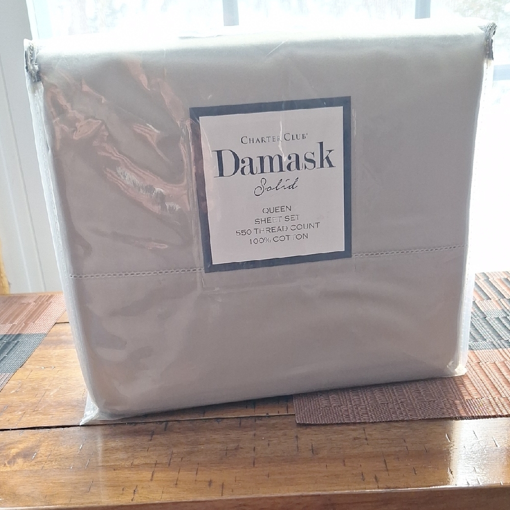 Charter Club Damask Solid Queen Sheet Set - Gray